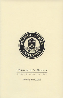 Wilfrid Laurier University spring convocation Chancellor's Dinner program, 2005