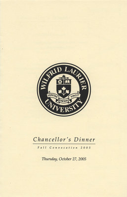 Wilfrid Laurier University fall convocation Chancellor's Dinner program, 2005