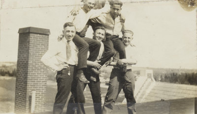 Students on Willison Hall roof