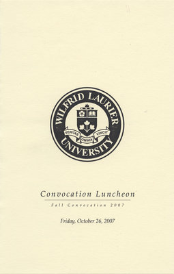 Wilfrid Laurier University fall Convocation Luncheon program, 2007