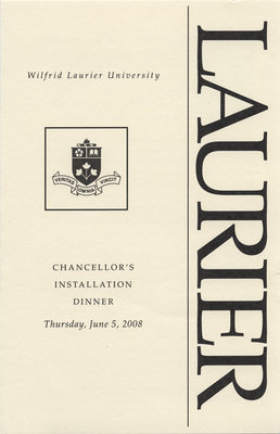 Wilfrid Laurier University Chancellor's Installation Dinner program, 2008