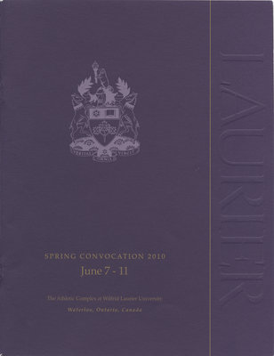 Wilfrid Laurier University spring convocation program, 2010