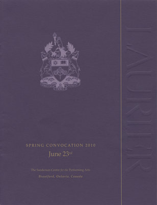 Laurier Brantford spring convocation program, 2010