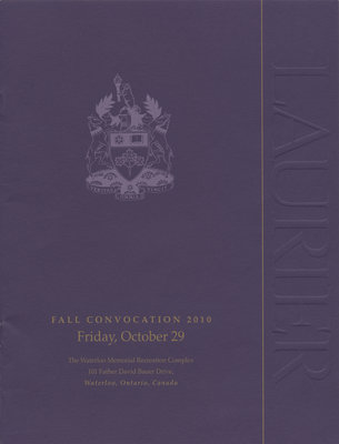 Wilfrid Laurier University fall convocation program, 2010