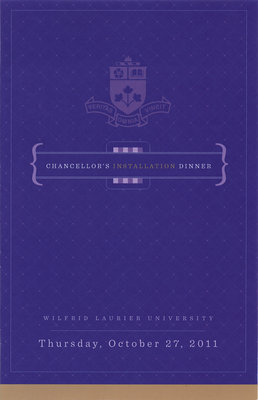 Wilfrid Laurier University Chancellor's Installation Dinner program, 2011