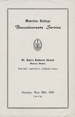 Waterloo College baccalaureate service program, 1955