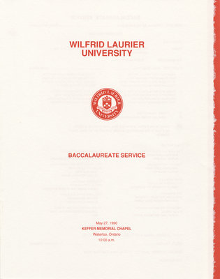 Wilfrid Laurier University baccalaureate service program, spring 1990