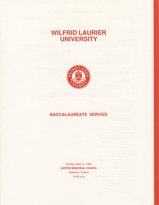 Wilfrid Laurier University baccalaureate service program, spring 1992