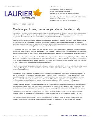 120-2013 : The less you know, the more you share: Laurier Study