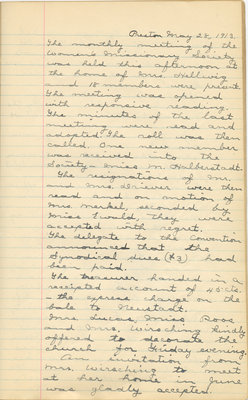 Minutes of the Women's Missionary Society of St. Peter's Evangelical Lutheran Church, May 28, 1913