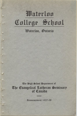 Waterloo College School announcement, 1927-28