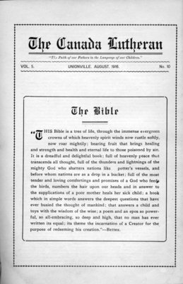 The Canada Lutheran, vol. 4, no. 10, August 1916