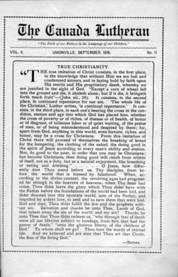 The Canada Lutheran, vol. 4, no. 11, September 1916