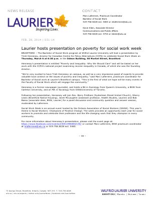 031-2014 : Laurier hosts presentation on poverty for social work week