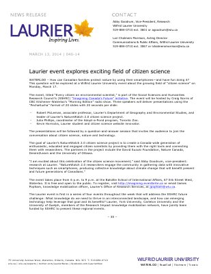 040-2014 : Laurier event explores exciting field of citizen science