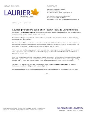 053-2014 : Laurier professors take an in-depth look at Ukraine crisis