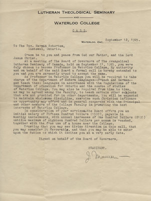 J. Maurer to Herman Schorten, September 12, 1923