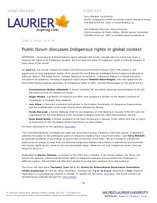 075-2014 : Public forum discusses Indigenous rights in global context