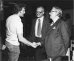 Paul Martin shaking hands at Wilfrid Laurier University