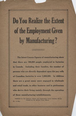 Do you realize the extent of the employment given by manufacturing?