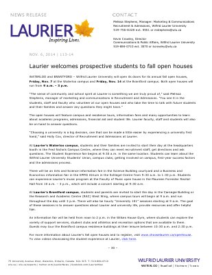 113-2014 : Laurier welcomes prospective students to fall open houses