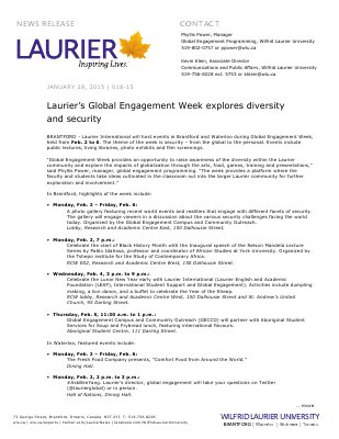 018-2015 : Laurier’s Global Engagement Week explores diversity and security