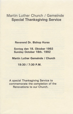 Special Thanksgiving service program