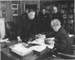 Prime Minister Lester B. Pearson, Franklin Clark Fry, Arthur Conrad, and Albert Lotz