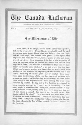 The Canada Lutheran, vol. 5, no. 3, January 1917