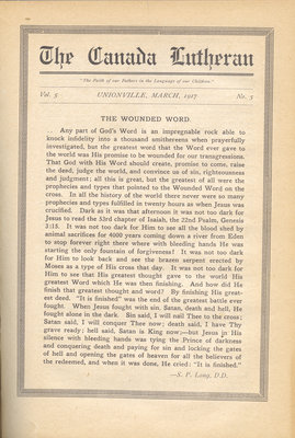 The Canada Lutheran, vol. 5, no. 5, March 1917