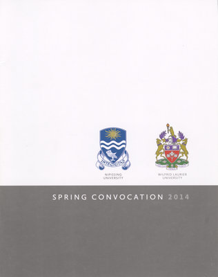 Wilfrid Laurier University-Nipissing spring convocation program, 2014