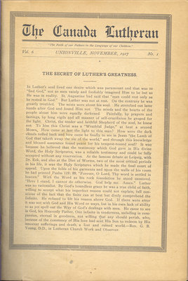 The Canada Lutheran, vol. 6, no. 1, November 1917