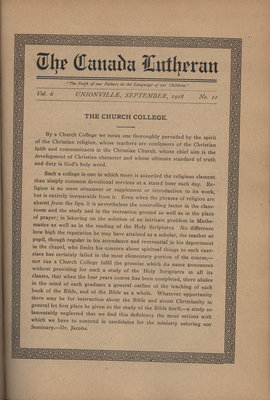 The Canada Lutheran, vol. 6, no. 11, September 1918