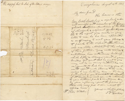 Letter from J. P. Geortner to Peter Wittaker, August 14, 1825