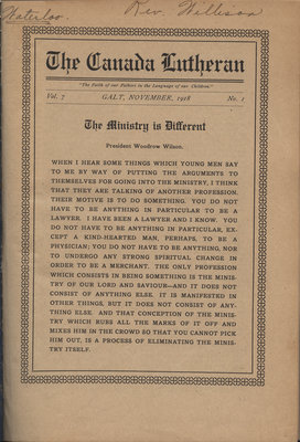 The Canada Lutheran, vol. 7, no. 1, November 1918