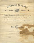 Roanoke College first distinction certificate