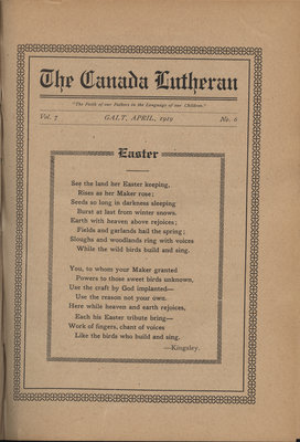 The Canada Lutheran, vol. 7, no. 6, April 1919