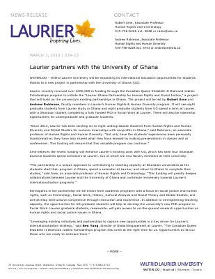 039-2015 : Laurier partners with the University of Ghana