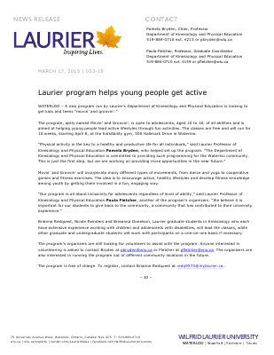 053-2015 : Laurier program helps young people get active