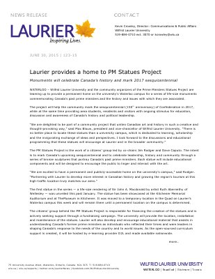 123-2015 : Laurier provides a home to PM Statues Project