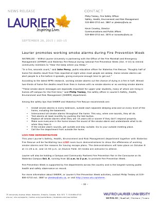 160-2015 : Laurier promotes working smoke alarms during Fire Prevention Week