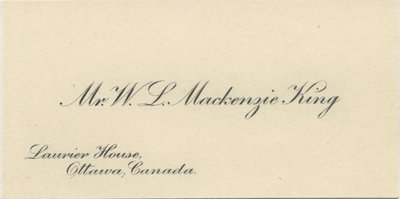 William Lyon Mackenzie King calling card and envelope