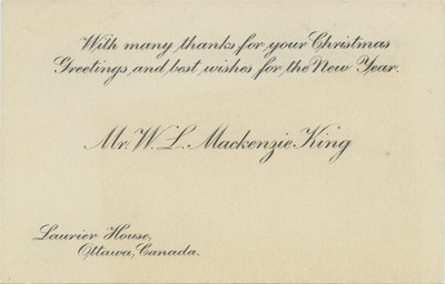 William Lyon Mackenzie King seasonal card