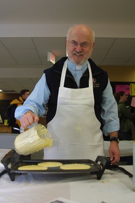 Graham Morbey at Pancake Tuesday event, Wilfrid Laurier University