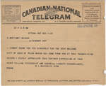 Telegram from William Lyon Mackenzie King to C. Mortimer Bezeau, November 7, 1927
