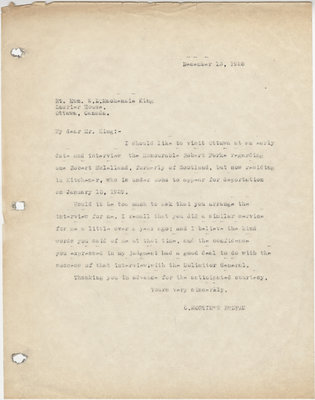 Letter from C. Mortimer Bezeau to William Lyon Mackenzie King, December 13, 1928