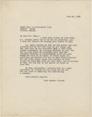 Letter from C. Mortimer Bezeau to William Lyon Mackenzie King, July 30, 1932