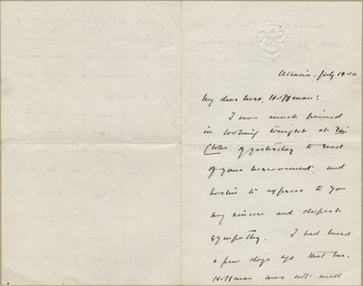 Letter from William Lyon Mackenzie King to Mrs. C. E. Hoffman, July 14, 1910