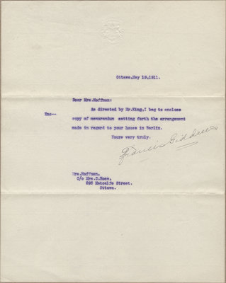 Letter from Francis Giddens to Mrs. C. E Hoffman, May 19, 1911