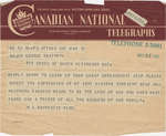 Telegraph from William Lyon Mackenzie King to Major George A. Heather, March 29, 1946